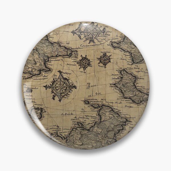 Item preview, Throw Pillow With An Ancient Imaginary Map Illustration designed and sold by Sowari-Pillows.