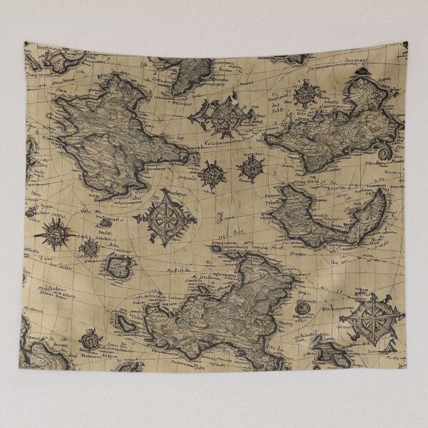 Item preview, Throw Pillow With An Ancient Imaginary Map Illustration designed and sold by Sowari-Pillows.