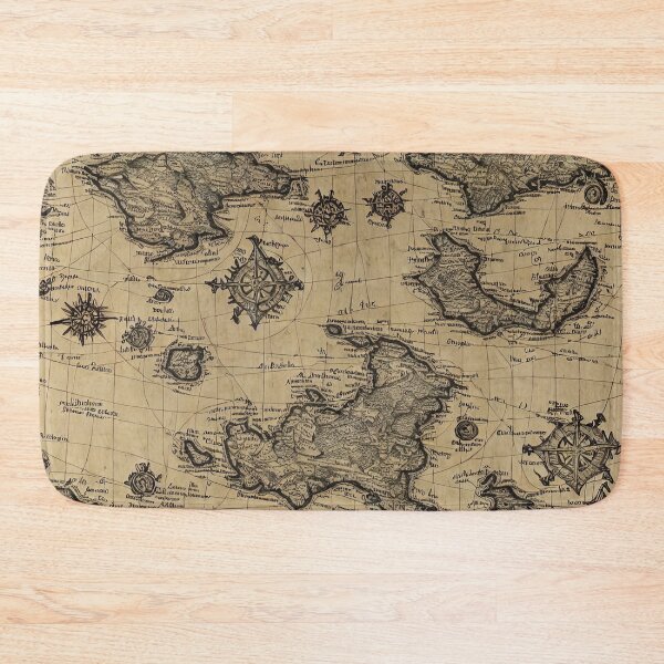 Item preview, Throw Pillow With An Ancient Imaginary Map Illustration designed and sold by Sowari-Pillows.