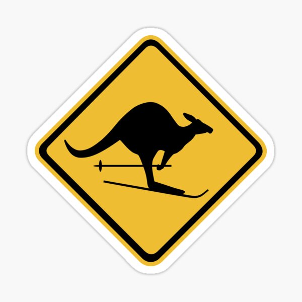 Item preview, Aussie sign - Kangaroo skiing designed and sold by Bunchable.