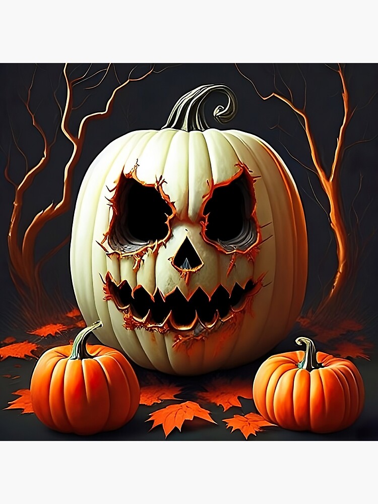 Halloween Pumpkin Smile Pumpkins Scary Zombie Gift Art Print