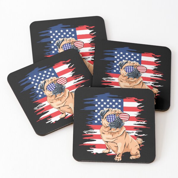 Item preview, American flag and pug with glasses american dog america designed and sold by Erry-ewell.