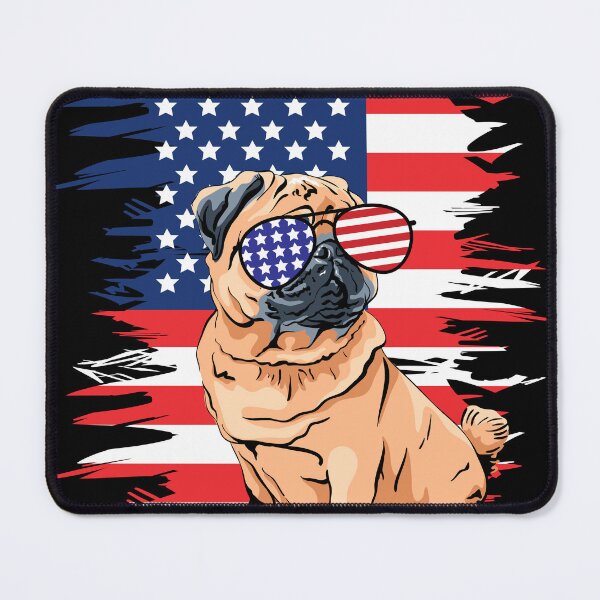 Item preview, American flag and pug with glasses american dog america designed and sold by Erry-ewell.