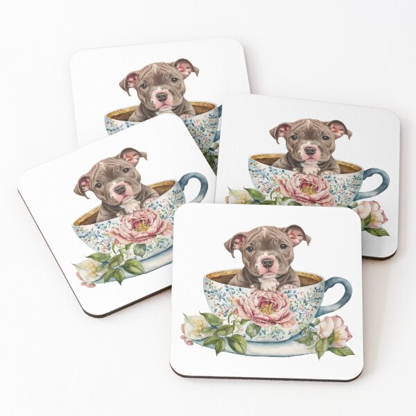 Artikelvorschau, Pitbull-Welpe in der Blumentee-Tasse entworfen und verkauft von ImaginePrintsHQ.