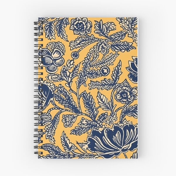 Item preview, Mustard and Navy Floral Block Print Design designed and sold by neuraldaydreams.