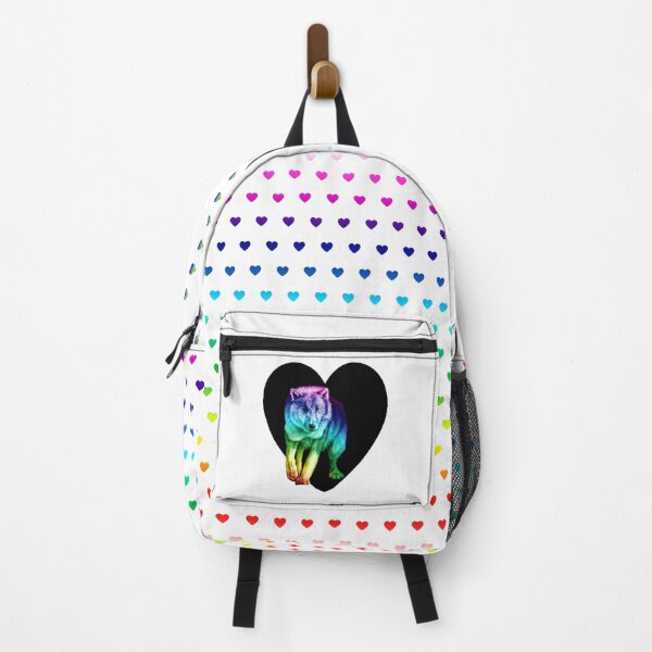 Item preview, White wolf coming out of the dark - rainbow colorized version 2, heart background designed and sold by SylvieG18.