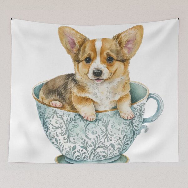 Item preview, Corgi Puppy in Tea Cup designed and sold by ImaginePrintsHQ.