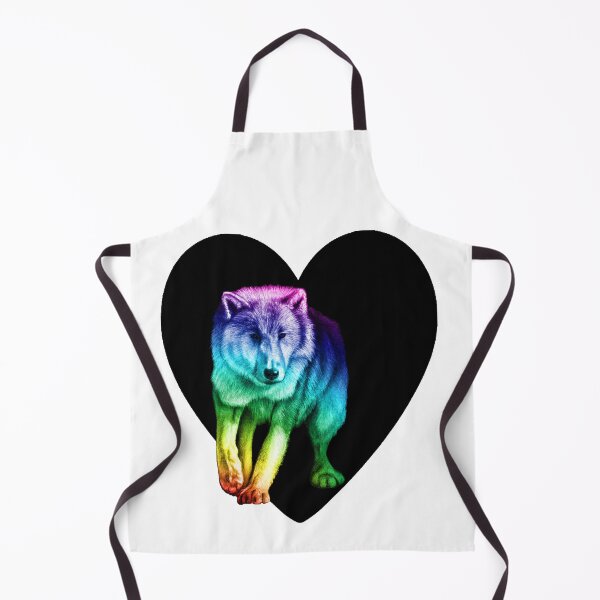 Item preview, White wolf coming out of the dark - rainbow colorized version 2, heart background designed and sold by SylvieG18.