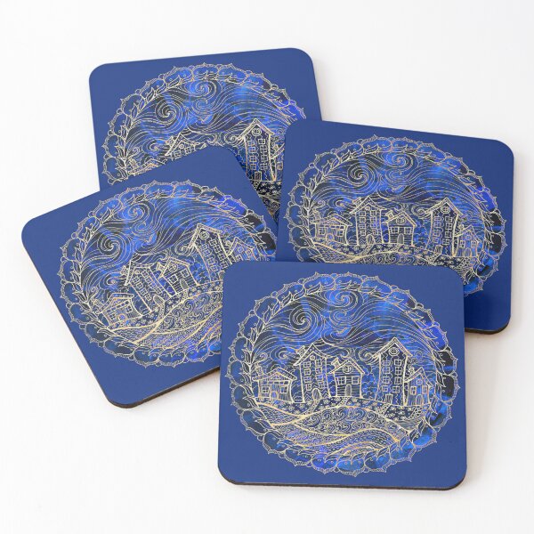 Item preview, Blue Happy House Mandala Landscape designed and sold by heartsake.