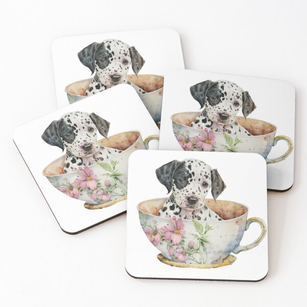 Artikelvorschau, Dalmatiner-Welpe in der Blumentee-Tasse entworfen und verkauft von ImaginePrintsHQ.