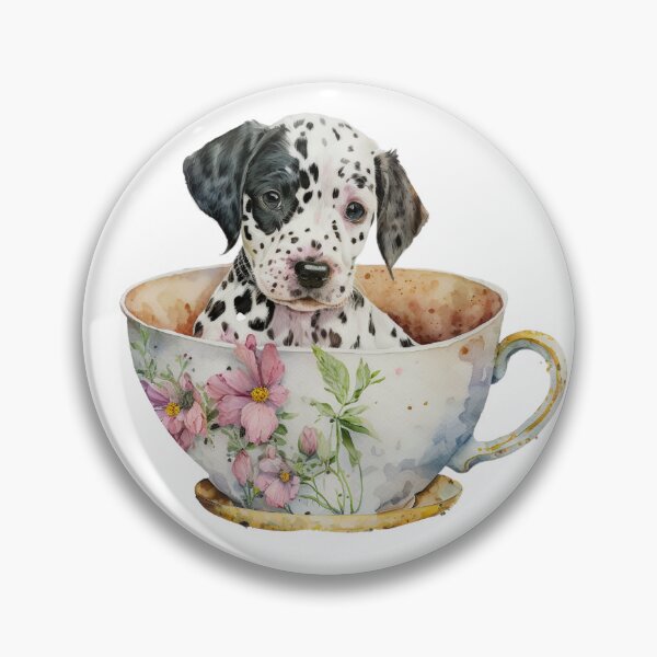 Item preview, Dalmatian Puppy in Floral Tea Cup designed and sold by ImaginePrintsHQ.