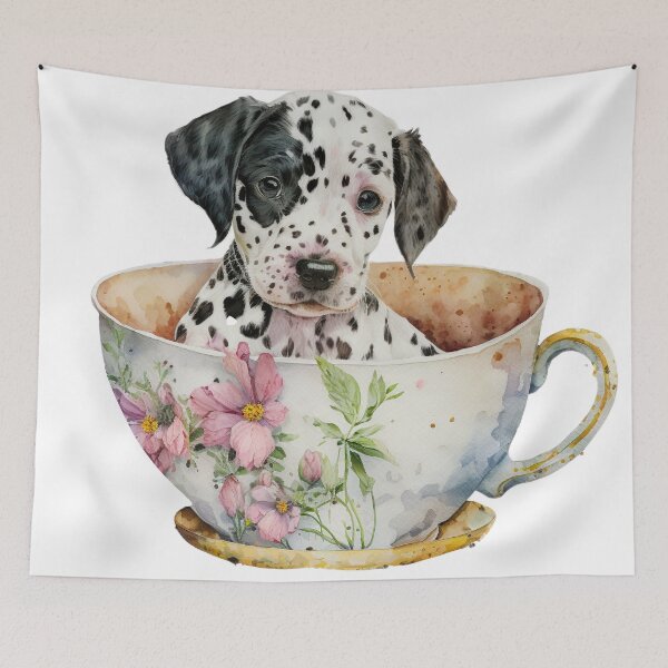 Item preview, Dalmatian Puppy in Floral Tea Cup designed and sold by ImaginePrintsHQ.