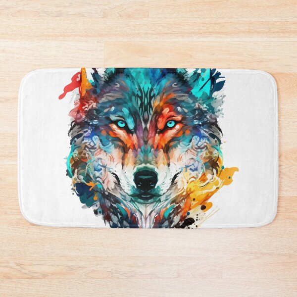 Item preview, Colorful wolf face art  designed and sold by HBWOLFARTS.