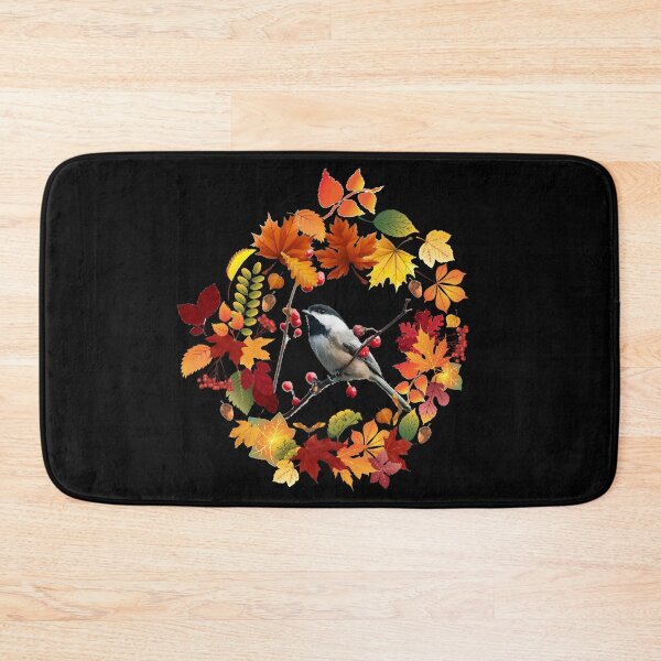 Item preview, 1st Day of Autumn Wreath Black Capped Chickadee Bird designed and sold by GL Digital Artwork .
