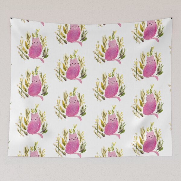 Item preview, Watercolour meow with palnts designed and sold by Yanwun.