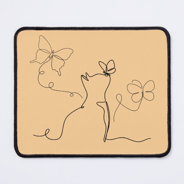 Item preview, Cat & Butterflies Delicate Black Line Drawing Design designed and sold by EarthArtDesigns.