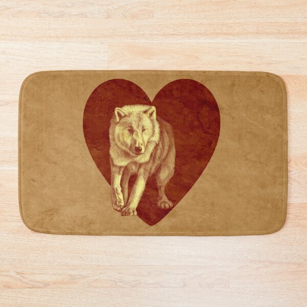 Item preview, White wolf emerging from the darkness - brown marbled version, heart background designed and sold by SylvieG18.