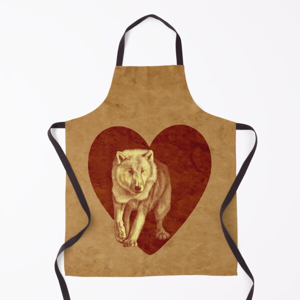 Item preview, White wolf emerging from the darkness - brown marbled version, heart background designed and sold by SylvieG18.