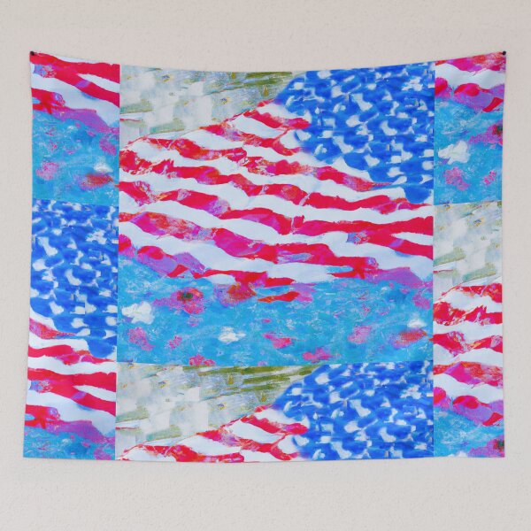 Item preview, US flag reflected in the river as though painted by Claude Monet designed and sold by CristalleLisa.