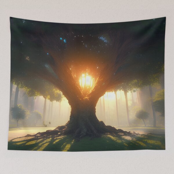 Item preview, The Tree of Life Fantasy Painting Magical Tree Nature Landscape designed and sold by VersoShopping.