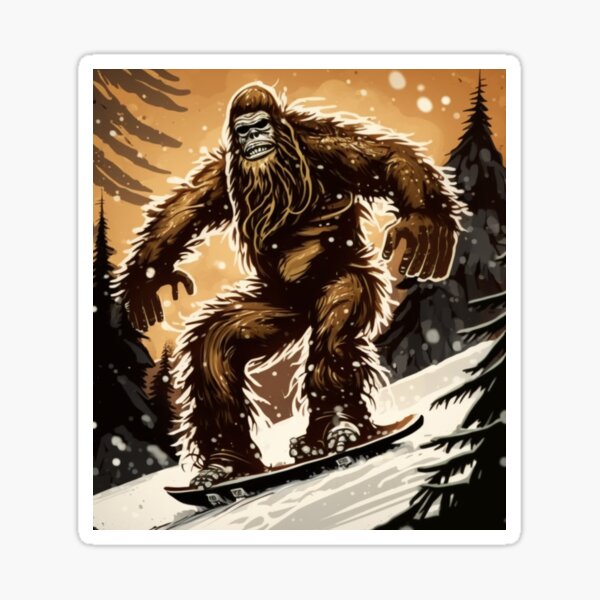 Sasquatch Snowboarding Sticker for Sale by PescaderoKM64