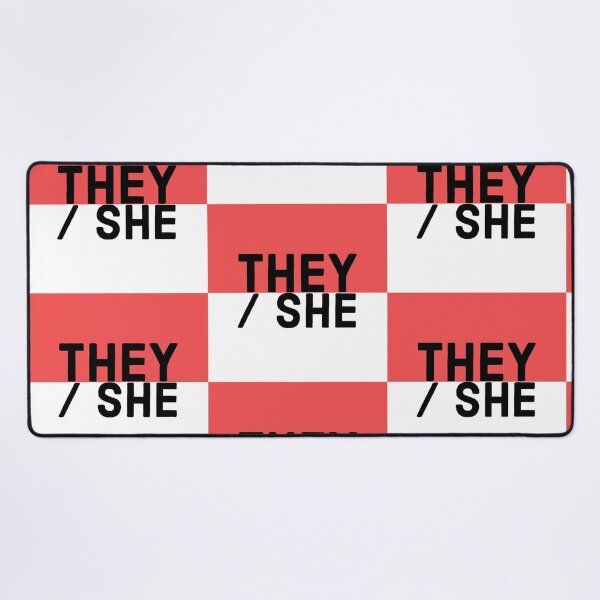 Item preview, They/She pronouns on a red and white background designed and sold by MxA19.