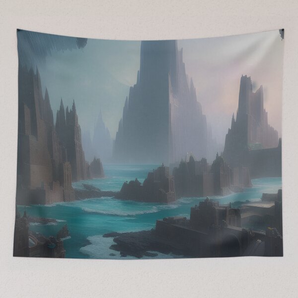 Item preview, Ruins of Atlantis Fantasy Landscape Ocean Digital Painting designed and sold by VersoShopping.