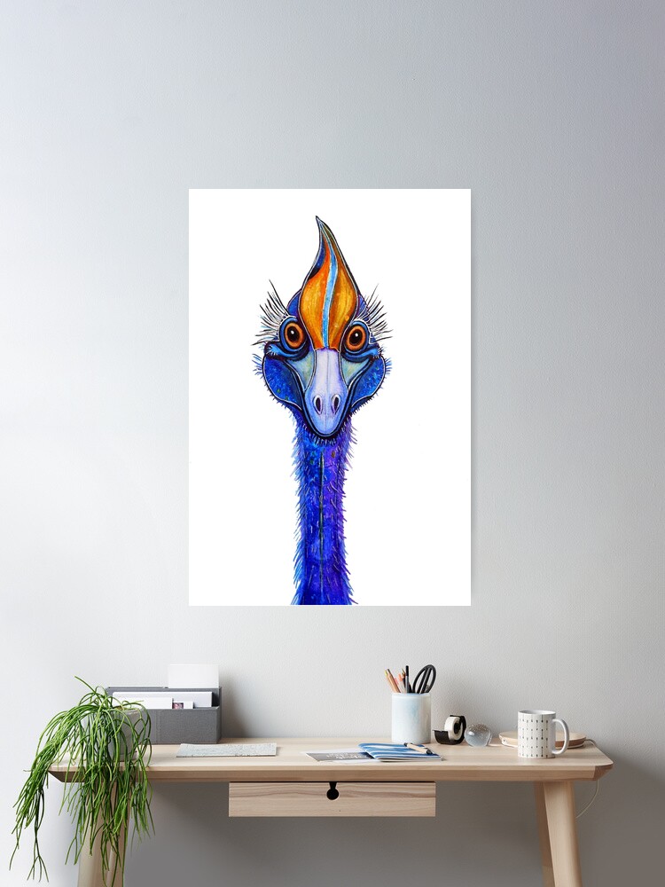 Thumbnail 2 of 3, Poster, Cassowary - "Smile"! designed and sold by LindArt1.