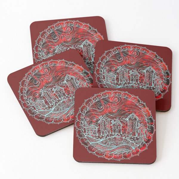 Item preview, Red Happy Homes Mandala Town designed and sold by heartsake.