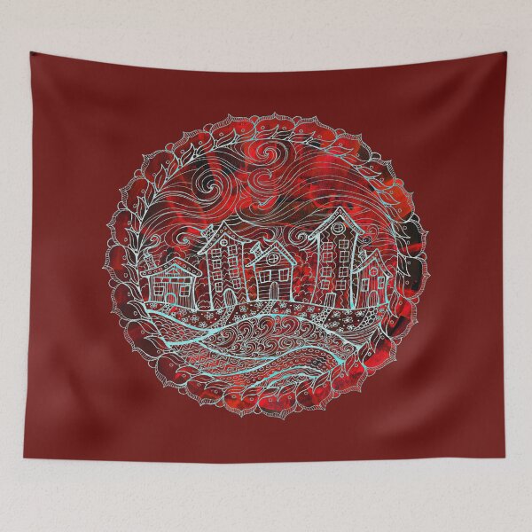 Item preview, Red Happy Homes Mandala Town designed and sold by heartsake.