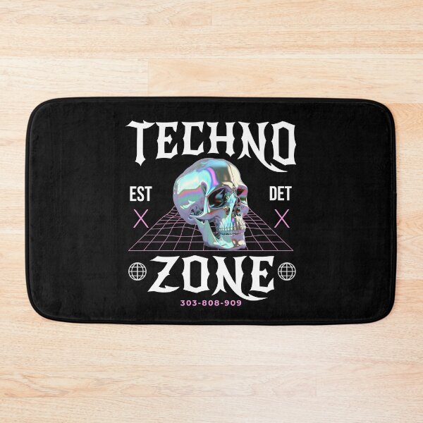 Item preview, TECHNO - Techno Zone Skull  (White/Pink) designed and sold by Discothreadz.