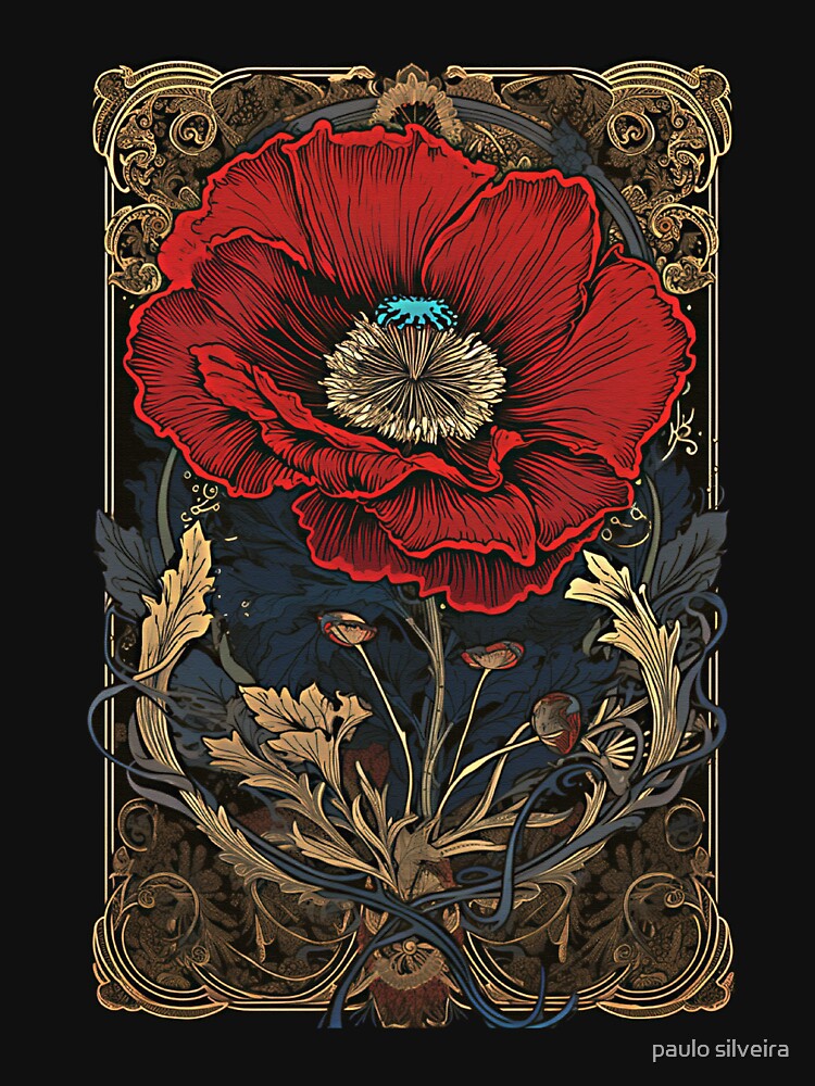 Art nouveau big red Flower art for fine home decoration