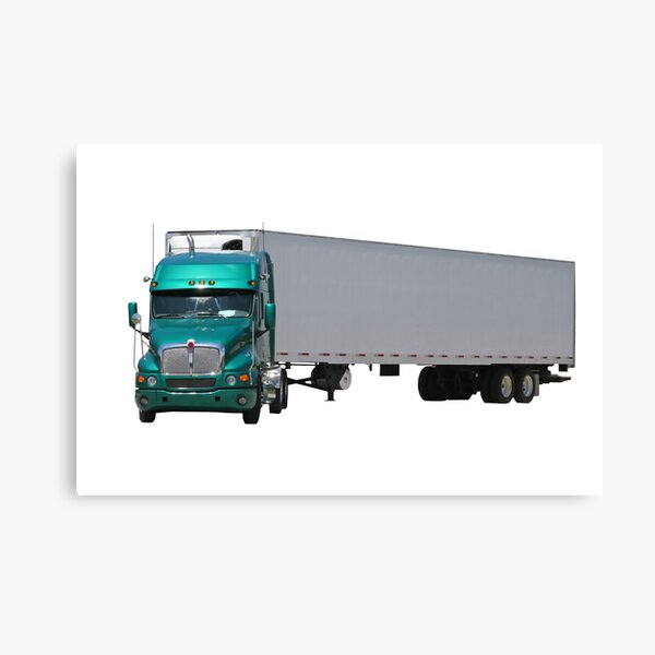 Green Semi Truck Canvas Print