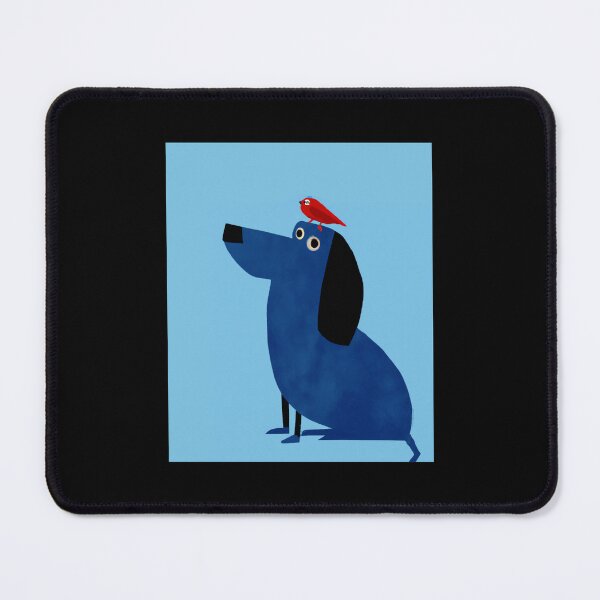 Item preview, Blue dog with a cute red bird: donating 100% of the profit to national parks in the United States  designed and sold by seekingclarity.