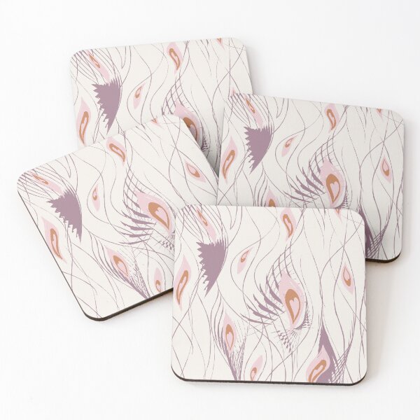 Item preview, Peacock Abstract in cream purple pink Cinnamon Brown Peach designed and sold by Jean-Pham.