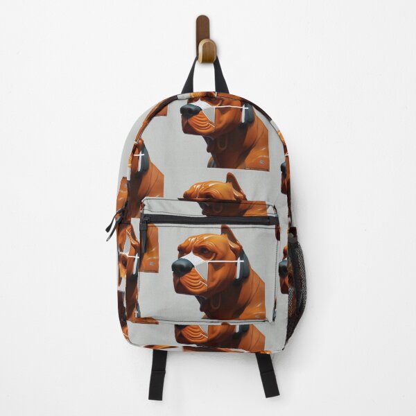 Item preview, Leather-Skinned Techno Pup: Bright Orange Bulldog with Electronic Headset designed and sold by artmangos.