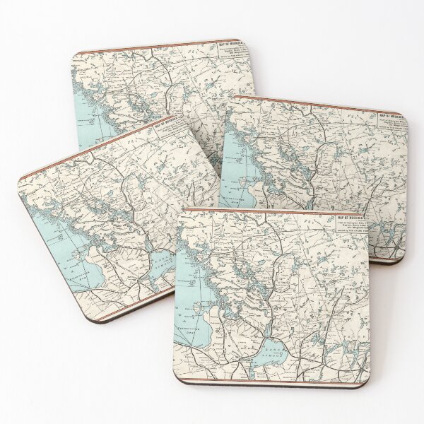 Item preview, Vintage Map - Muskoka, Huntsville, Haliburton, Simcoe, Parry Sound, Peterborough Regions designed and sold by Gin  Neko.