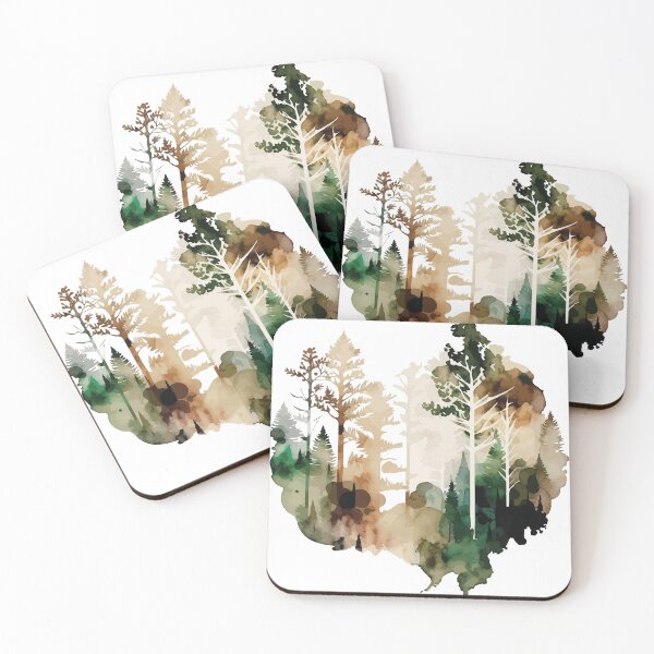 Item preview, A Forest in Delicate Earth Tones - Watercolor Trees and Leaves designed and sold by GVRDesign.