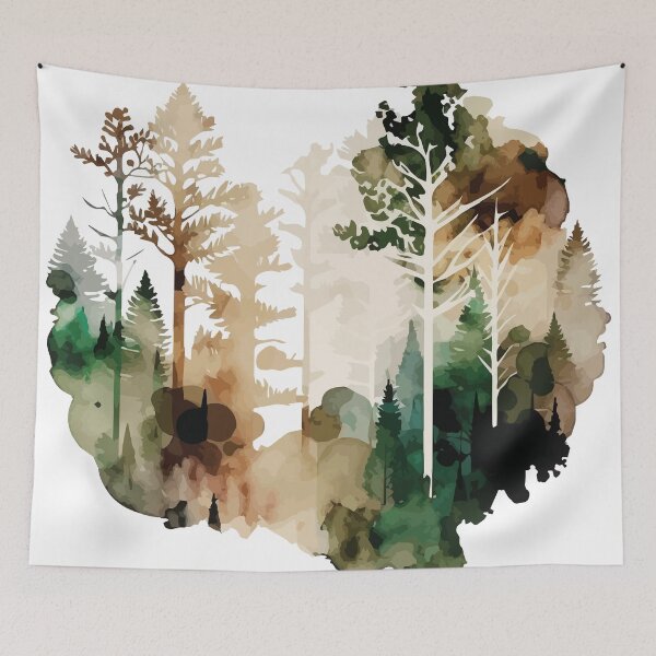 Item preview, A Forest in Delicate Earth Tones - Watercolor Trees and Leaves designed and sold by GVRDesign.