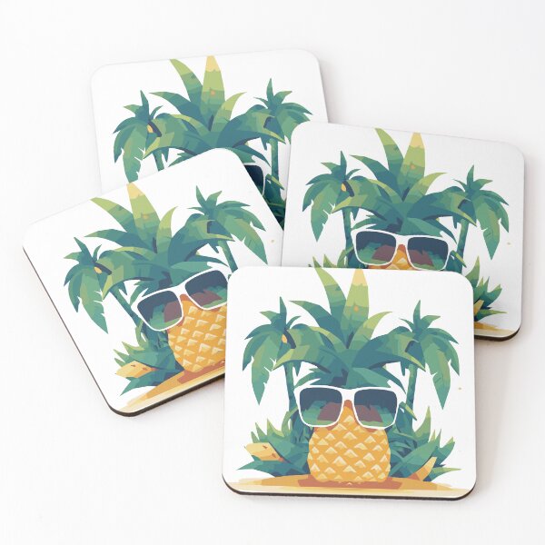 Item preview, Pineapple with Sunglasses on a Tropical Island designed and sold by frogg136.