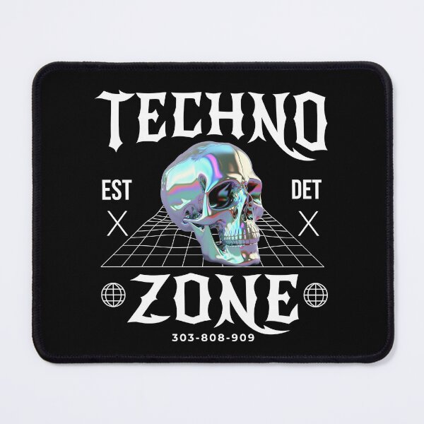 Item preview, TECHNO - Techno Zone Skull (White) designed and sold by Discothreadz.