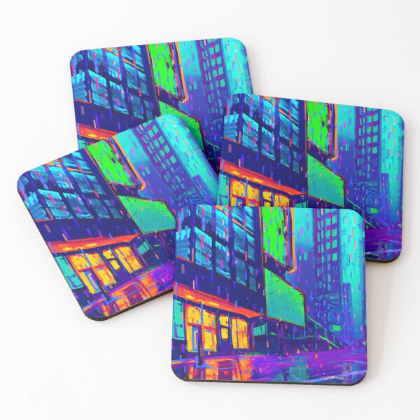 Item preview, Abstract Raining Neon City Digital Art designed and sold by SnoopyTF.