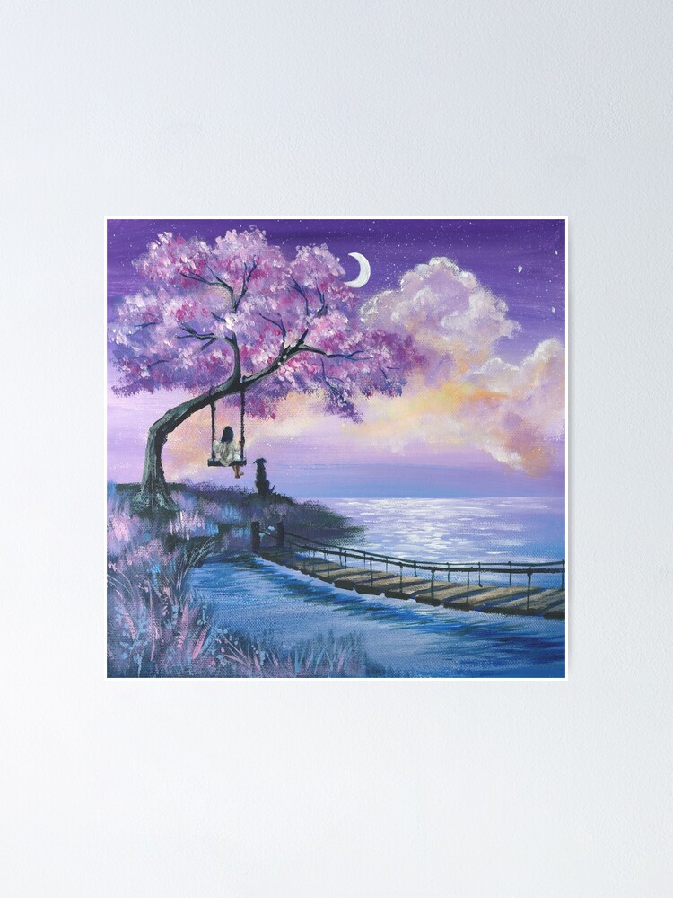 Cherry Blossom Tapestry Trees Forest Sea of Flowers Landscape Wall