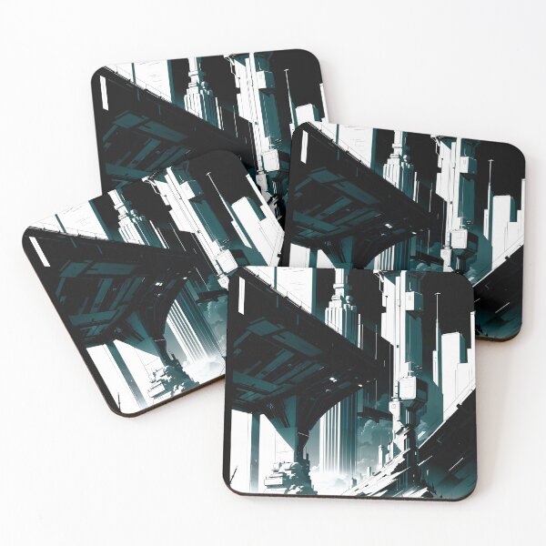 Item preview, Sci-Fi Black And White Cityscape designed and sold by ByteyCreatives.