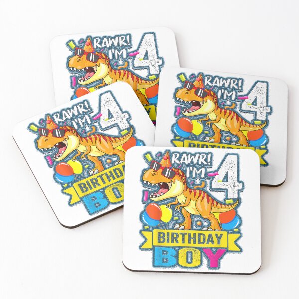 Item preview, Rawr I'm 4th Birthday Boy Dinosaur T-rex 4 Years Old Party designed and sold by alimuson.