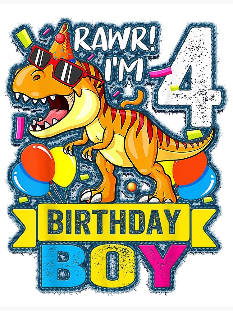 4th Birthday Boys 4 Years Old Dinosaur Dino' Sticker