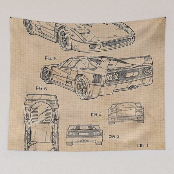 Item preview, Vintage Ferrari F40 patent sketch designed and sold by antoniohermanz.