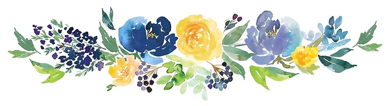 "Watercolor Blue Yellow Flower Arrangement" by junkydotcom ...