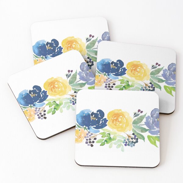 Item preview, Watercolor Blue Yellow Flower Arrangement designed and sold by junkydotcom.
