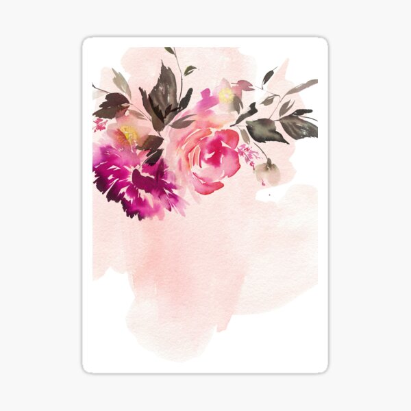 Pink burgundy floral bouquet Sticker for Sale by junkydotcom